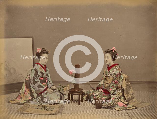 Flower Kept Alive by Putting in Water, 1870s-1890s. Creator: Kusakabe Kimbei.