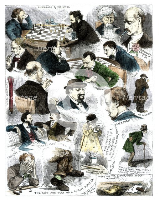 Sketches at the International Chess Tournament, May 5, 1883.Artist: Corbould