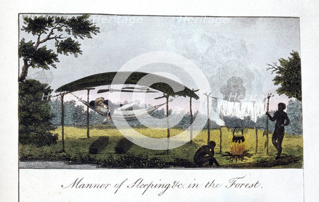 'Manner of Sleeping in the Forest', 1813.  Artist: John Gabriel Stedman
