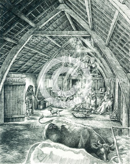 Medieval peasant house, c13th-15th century, (c1980-2010). Artist: Peter Dunn.