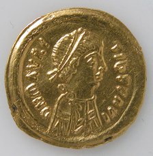 Tremissis of Mauricius Tiberius, Byzantine, ca. 582-602. Creator: Unknown.