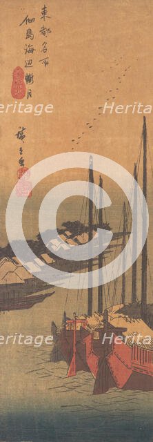 Tsukudajima no Oborozuki. Creator: Ando Hiroshige.