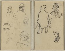 Five Studies of Soldiers and a Woman's Face; Two Figures [recto], 1884-1888. Creator: Paul Gauguin.