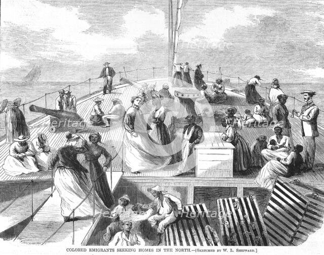 Colored emigrants seeking homes in the North, 1867. Creator: William Ludwell Sheppard.