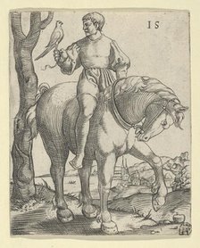 Man on Horseback holding a Falcon, ca. 1525-50. Creator: Master I.S..