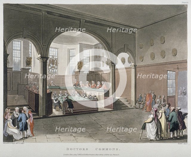 Interior view of the Doctors' Commons, City of London, 1808. Artist: Joseph Constantine Stadler