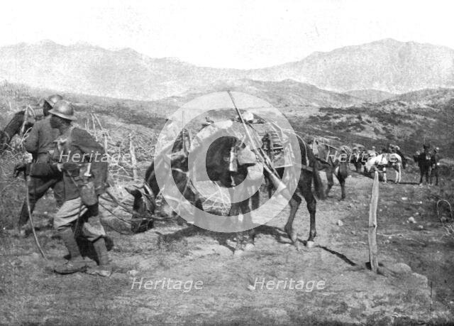 ''La rupture des lignes Bulgares; Nos troupes coloniales dans les positions bulgares', 1918. Creator: Unknown.