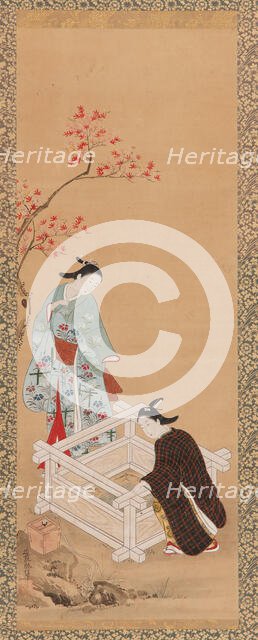 Youth and a maiden near a well, Edo period, 1615-1868. Creator: Unknown.