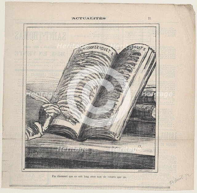 Pas étonnant que ce soit long avec tant de ratures que ça, 1872.  Creator: Honore Daumier.