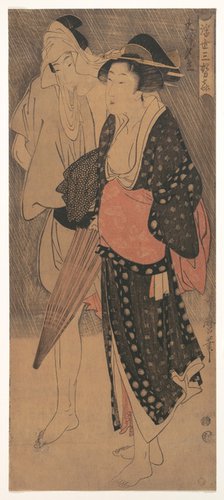 Couple in an Evening Shower, c. 1800. Artist: Utamaro, Kitagawa (1753-1806)