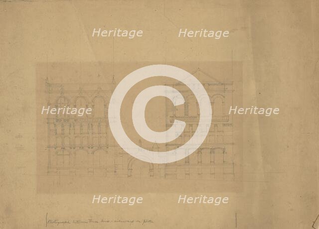 Board of Trade Building, Kansas City, Missouri, Front Elevation Study, c. 1887. Creator: Burnham and Root.