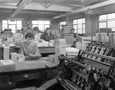 The binding room at the White Rose Press printing Co, Mexborough, South Yorkshire, 1959.  Artist: Michael Walters