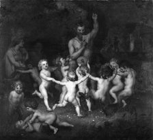 Woodland Deities Sourrounded by Dancing Bacchantes and Children Playing, 1848. Creator: Lorenz Frolich.