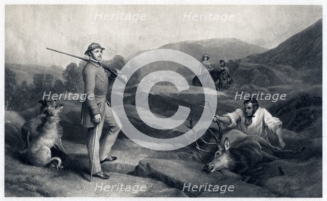 Prince Albert stag hunting, mid-19th century. Artist: Edwin Henry Landseer