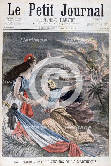 France assists Martinique, 1902. Artist: Unknown