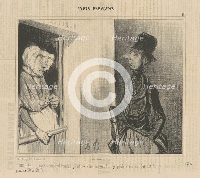 2.000 fr...sans écurie...ça ne me convient pas!, 19th century. Creator: Honore Daumier.