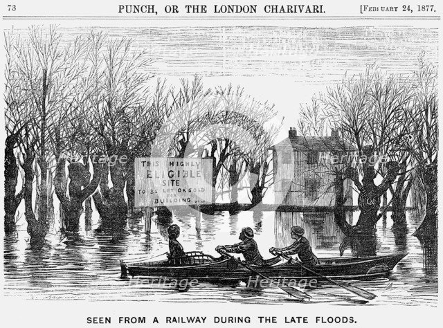 'Seen from a Railway During the Late Floods', 1877. Artist: George du Maurier
