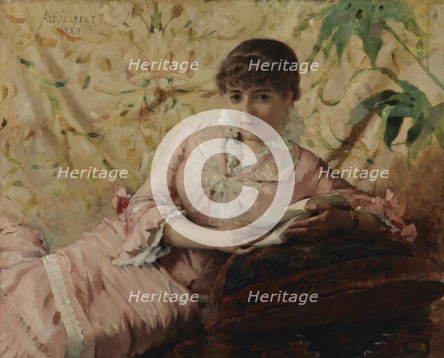 Reading Parisian II, 1880. Creator: Edelfelt, Albert Gustaf Aristides (1854-1905).