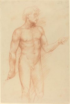 Study of a Man's Figure, Holding Rod behind Back. Creator: Alphonse Legros.