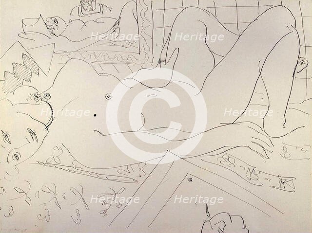 'Reclining Nude', (The Painter and his Model), 1935.  Creator: Henri Matisse.