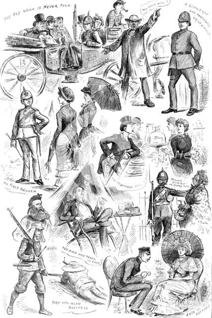 Sketches at the Wimbledon Camp of the National Rifle Association, 1883. Creator: Unknown.