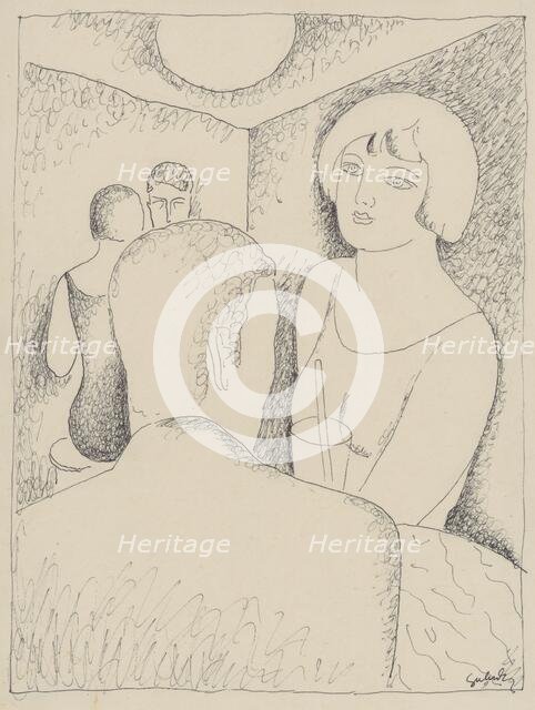 In the Café, around 1927. Creator: Mikulas Galanda.