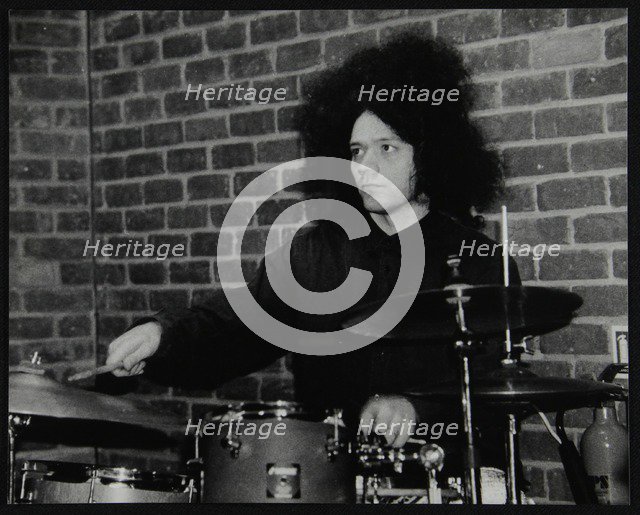 Drummer Seb Rochford playing at The Fairway, Welwyn Garden City, Hertfordshire, 8 April 2001. Artist: Denis Williams