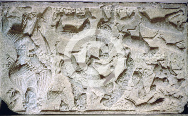 Front panel of a Pictish sarcophagus. Artist: Unknown