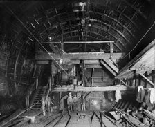 Excavation of Rotherhithe Tunnel, Shadwell, London, 1906. Artist: Unknown.