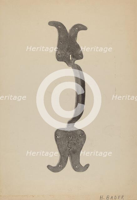 Door Handle, c. 1938. Creator: Herman Bader.