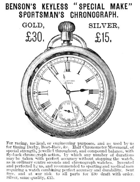 Benson's Keyless "Special Make" Sportsman's Chronograph, 1883. Creator: Unknown.