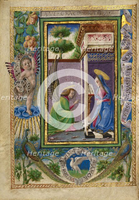 The Annunciation; Gualenghi-d'Este Hours, about 1469. Creator: Taddeo Crivelli.