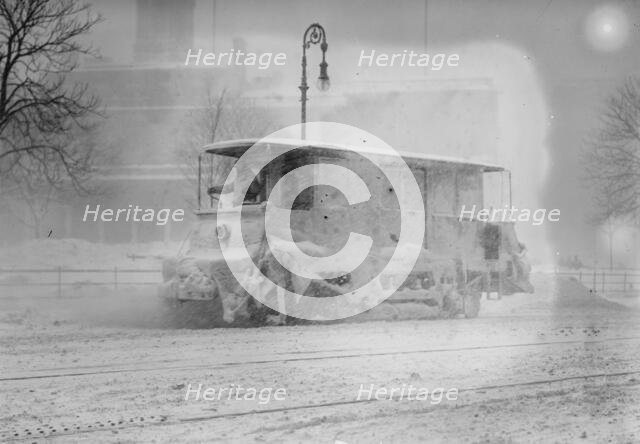 Snow plow during storm, New York, 1910. Creator: Bain News Service.