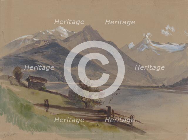 Alpine landscape with a lake, around 1846-1850. Creator: Friedrich Carl von Scheidlin.