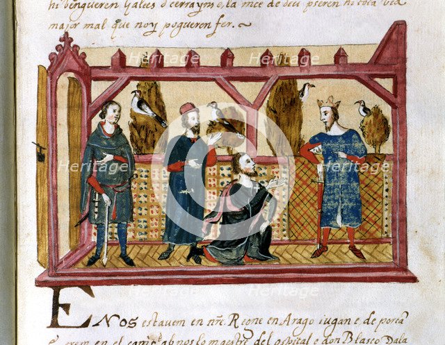 Interview in Alcañiz of King James I the Conqueror (1213 - 1276) with Hugo de Forcalquer and Blas…