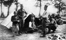 Serbian soldiers camping, First World War, 1914. Artist: Unknown