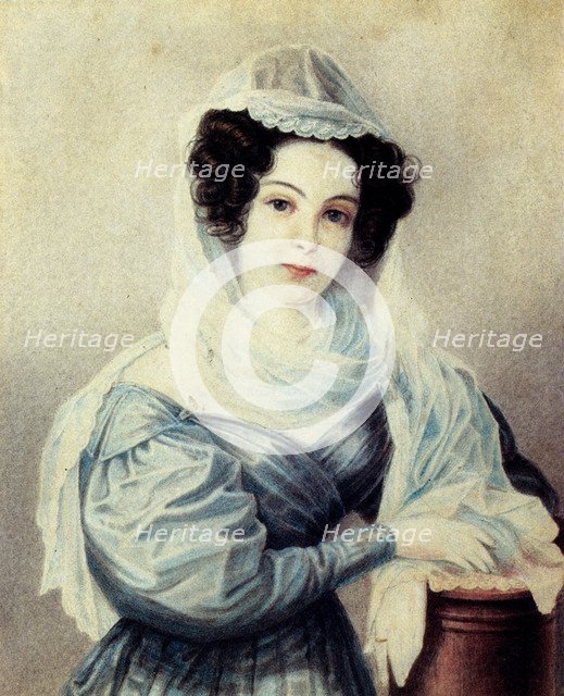 Portrait of Camilla Ivasheva (Le Dantieau) (1808-1839), wife of Decembrist Vasily Ivashev, 1834. Artist: Bestuzhev, Nikolai Alexandrovich (1791-1855)