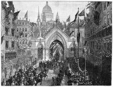 The procession at Ludgate Hill, Thanksgiving Day, London, 1900.Artist: N Chevalier