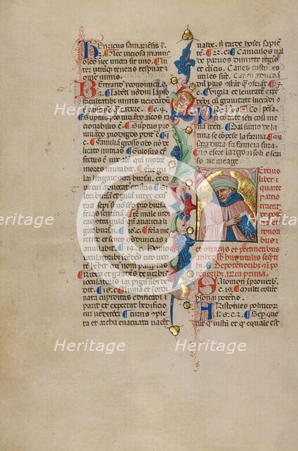 Initial T: Bust Portrait of a Man; Compendium moralium notabilium, early 15th century. Creator: Cristoforo Cortese.