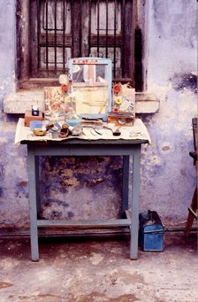Barber's shop, Rajasthan, India, 1988.  Creator: Amanda Waite.