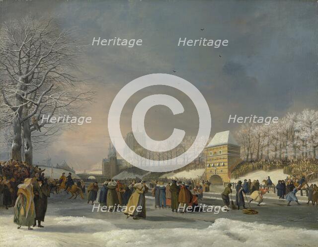 Women’s Skating Competition on the Stadsgracht in Leeuwarden, 21 January 1809, 1809. Creator: Nicolaus Baur.