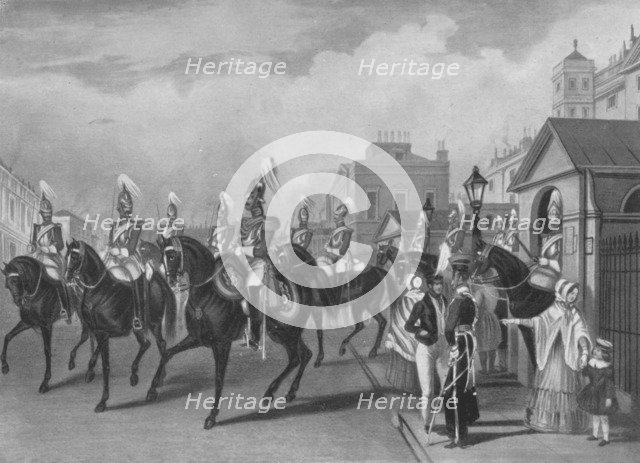 '2nd Life Guards Relieving Guard', 1844 (1909). Artist: James William Giles.