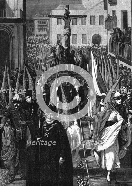'Sketches in Spain - Religious Procession in Seville during the Holy Week', 1878. Artist: WM Bromley.