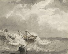 Shipwreck on a rocky coast, c.1825-c.1875. Creator: Circle of Petrus Johannes Schotel.