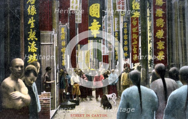 A street in Canton, China, c1900s. Artist: Unknown