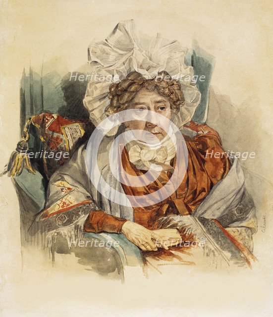 Portrait of Natalia Kirillovna Zagryazyskaya née Razumovskaya (1747-1837), 1821. Artist: Sokolov, Pyotr Fyodorovich (1791-1848)