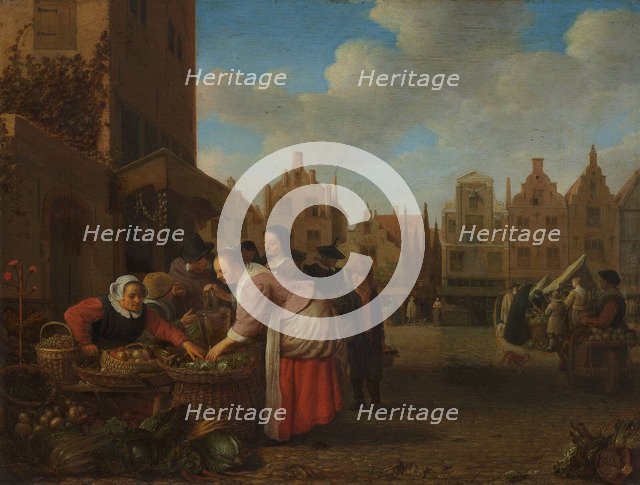 View of the Great Market in Rotterdam, 1654. Artist: Sorgh, Hendrik Maertensz (c. 1610-1670)