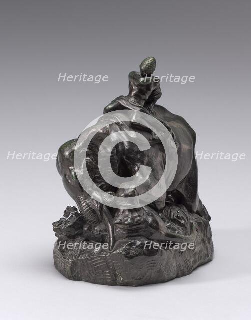 Indian Mounted on an Elephant Crushing a Tiger, model n.d., cast c. 1845/1873. Creator: Antoine-Louis Barye.