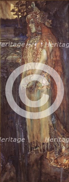 Singer Nadezhda Zabela-Vrubel as Princess Volkhova in the opera Sadko by N. Rimsky-Korsakov, 1898. Artist: Vrubel, Mikhail Alexandrovich (1856-1910)