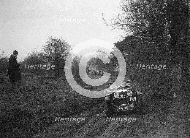 MG J2 of SV Arthur at the Sunbac Colmore Trial, near Winchcombe, Gloucestershire, 1934. Artist: Bill Brunell.